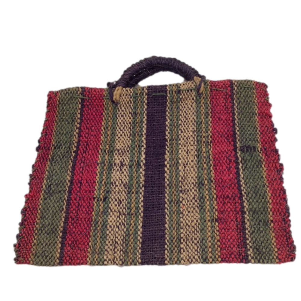 Vintage Handmade Woven Twine Burlap Briefcase Style Clutch Handbag - Picture 2 of 10